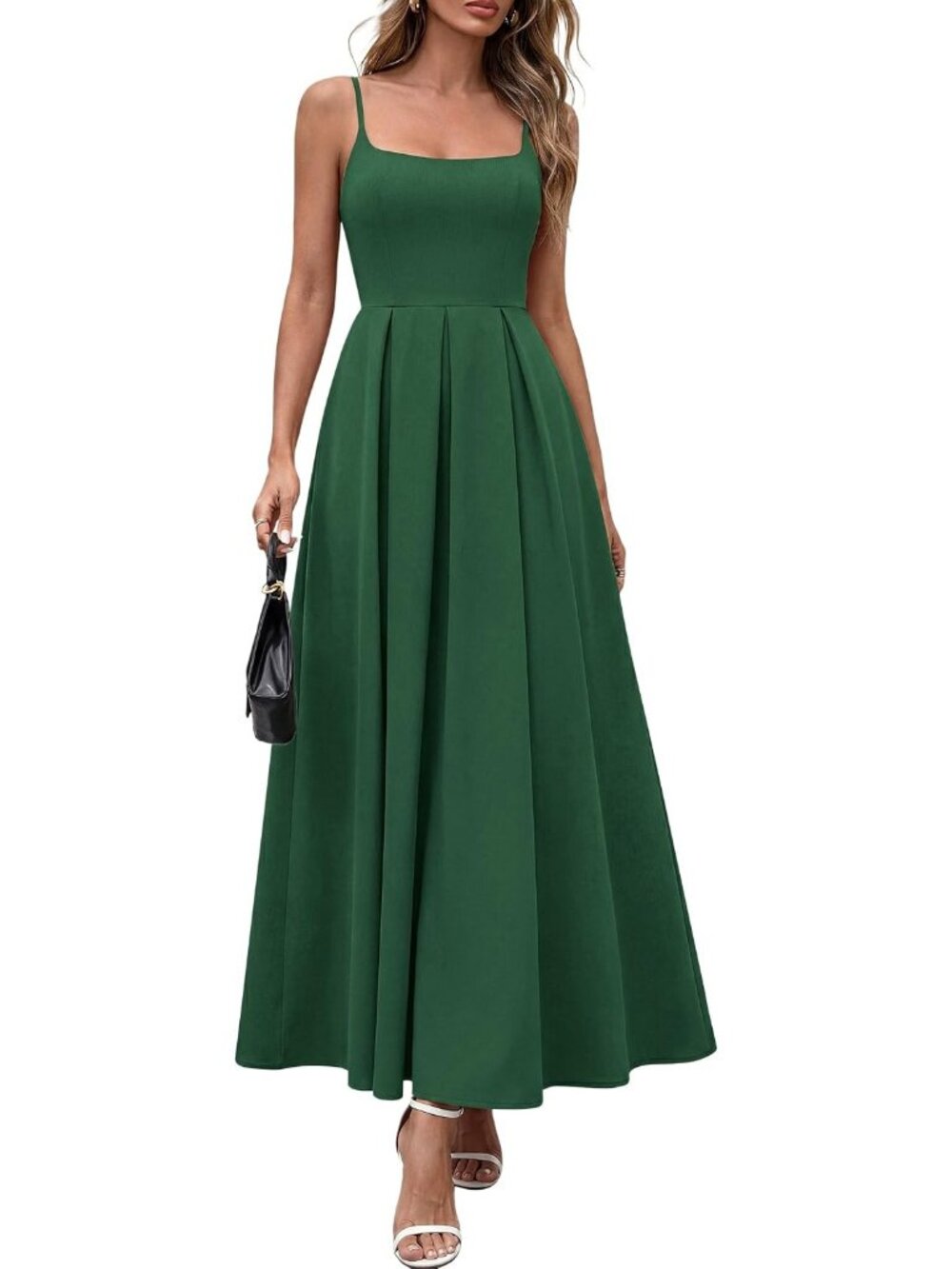 Women's Green Summer 2026 Spring Elegant Ruffle A Line Long Guest Maxi Dresses